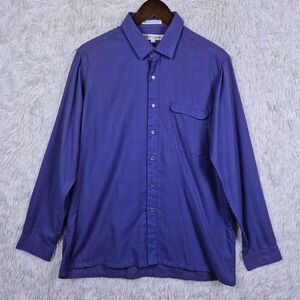 Vtg Pierre Balmain Monsieur Mens XL Purple Pinstripe Button Up Shirt Long Sleeve